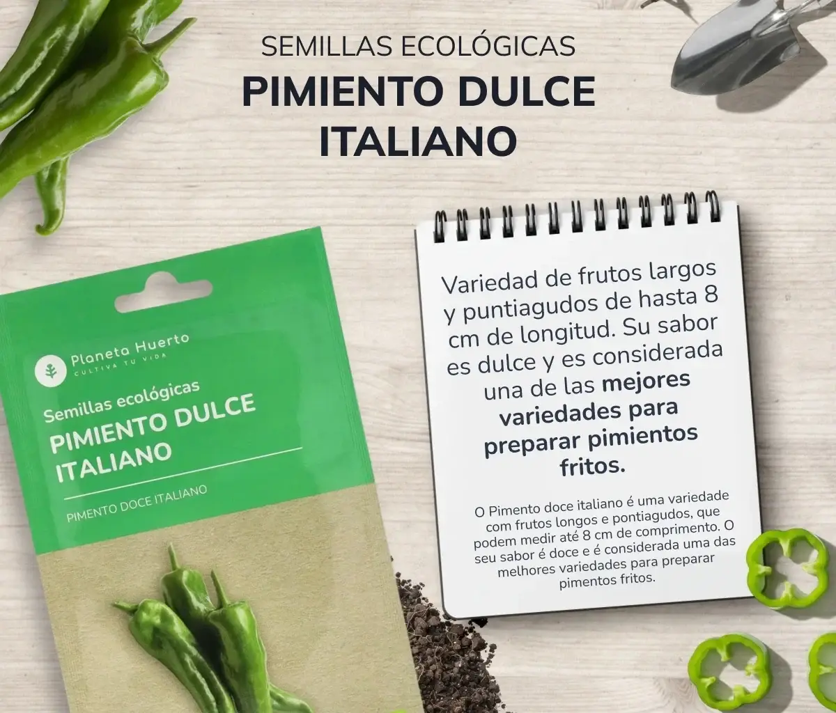 Semillas de Pimiento dulce italiano ecológicas Planeta Huerto 3 Semillas de Pimiento dulce italiano ecológicas Planeta Huerto - Imagen 3