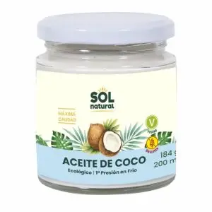 Aceite de Coco Virgen Extra SinGluten Bio Vegan 200ml Solnatural