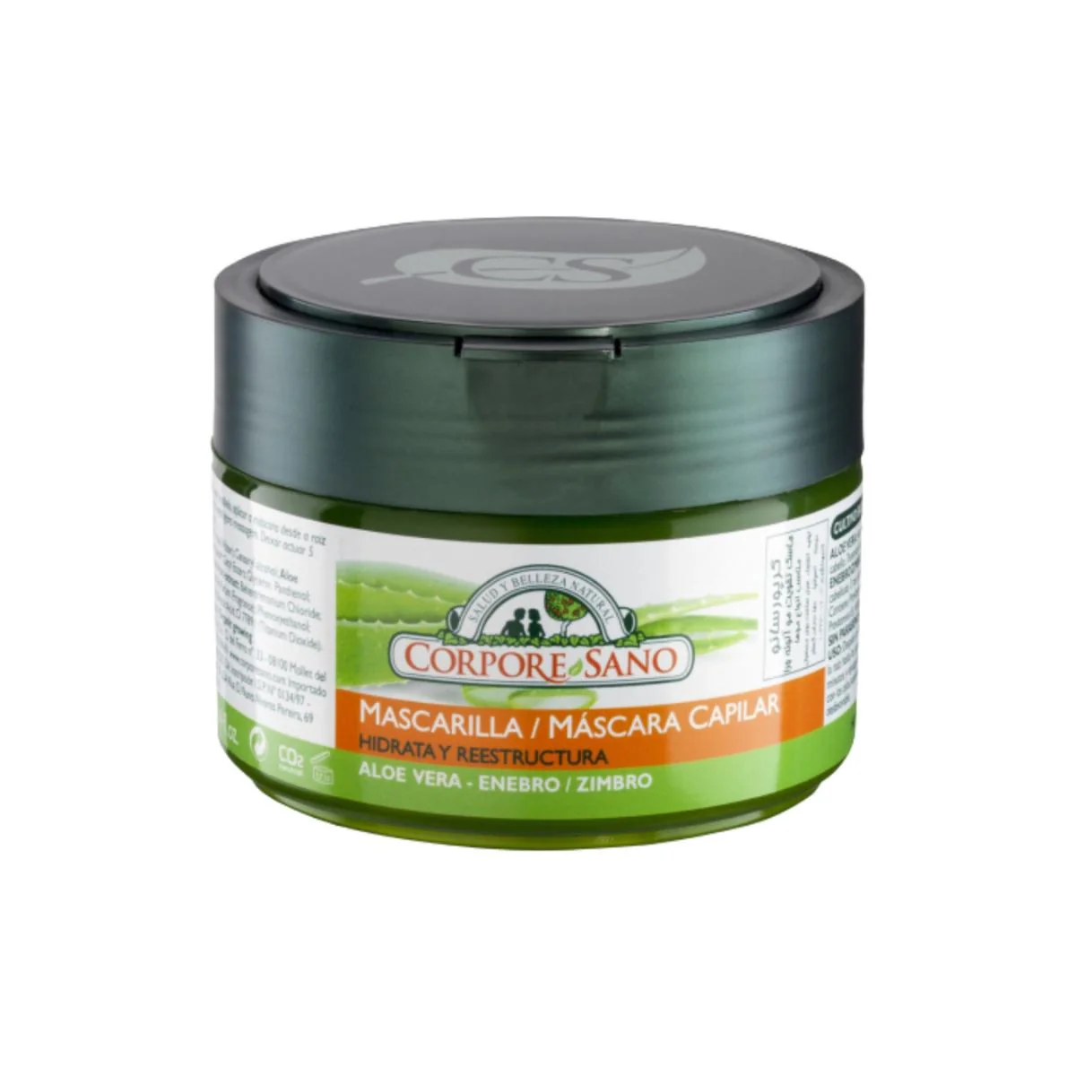 Mascarilla capilar reparadora con aloe vera y extracto de enebro, Corpore Sano 250 ml 1 Mascarilla capilar reparadora con aloe vera y extracto de enebro, Corpore Sano 250 ml
