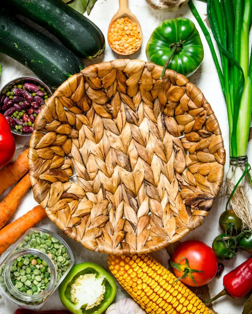 basket and fresh vegetables on rustic background 2025 10 13 05 59 46 utc