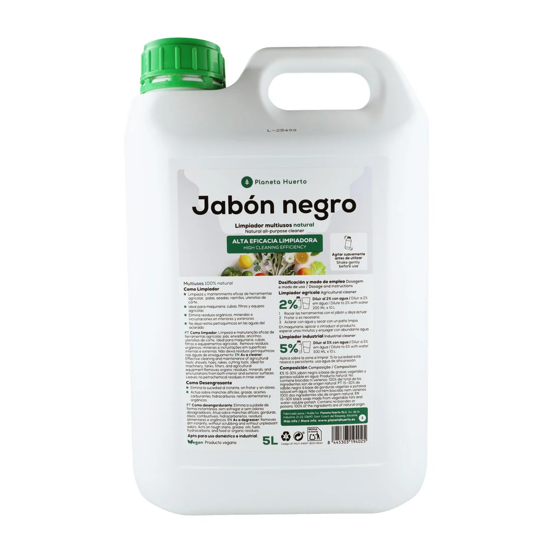 Jabón potásico Negro Planeta Huerto 5 L 1 Jabón potásico Negro Planeta Huerto 5 L